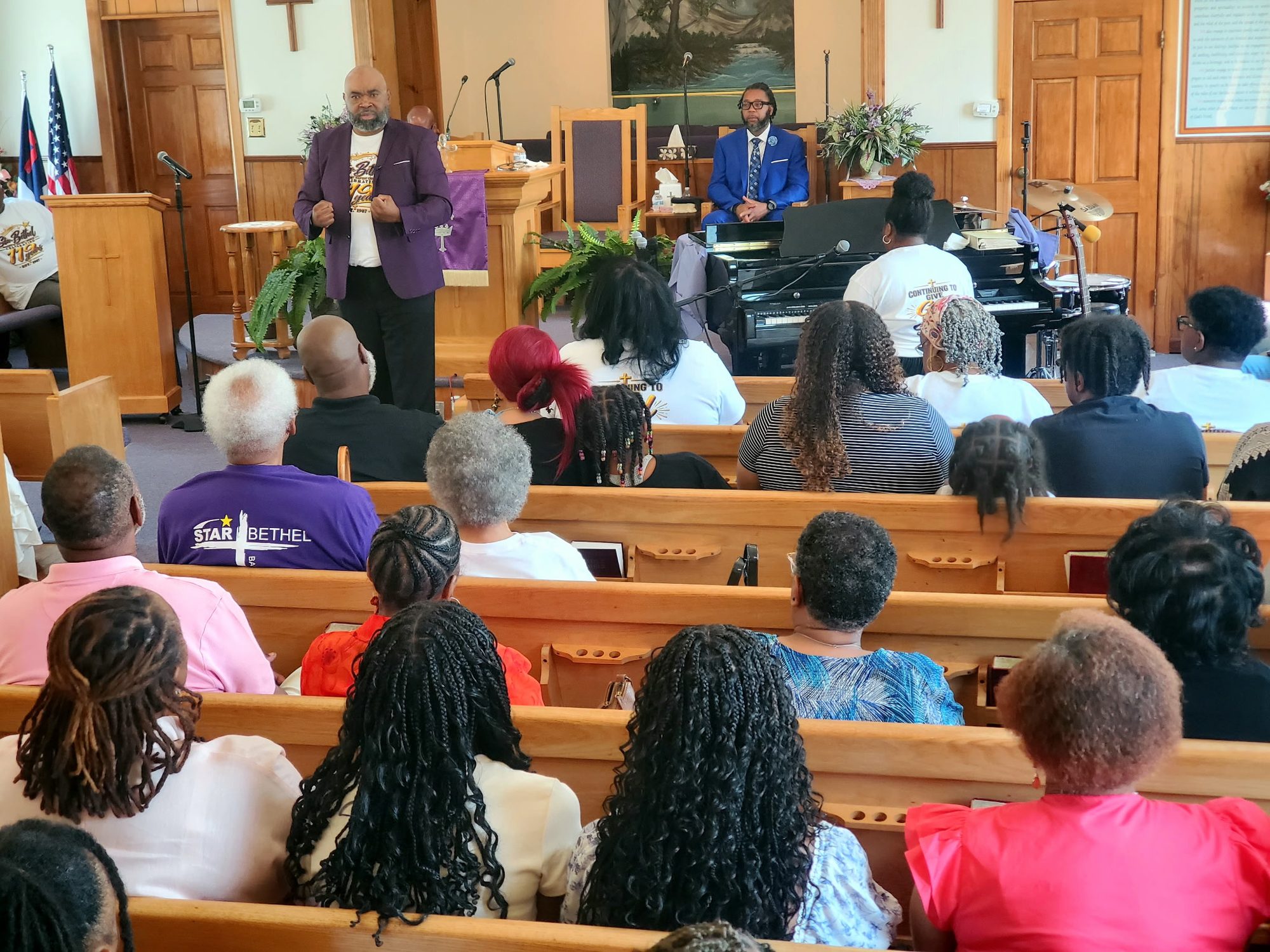 The congregation seated for Sunday worship as Pastor Parks preaches